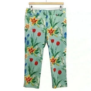 NEW New York & Company Aquamarine Splash Floral Pants Size 6